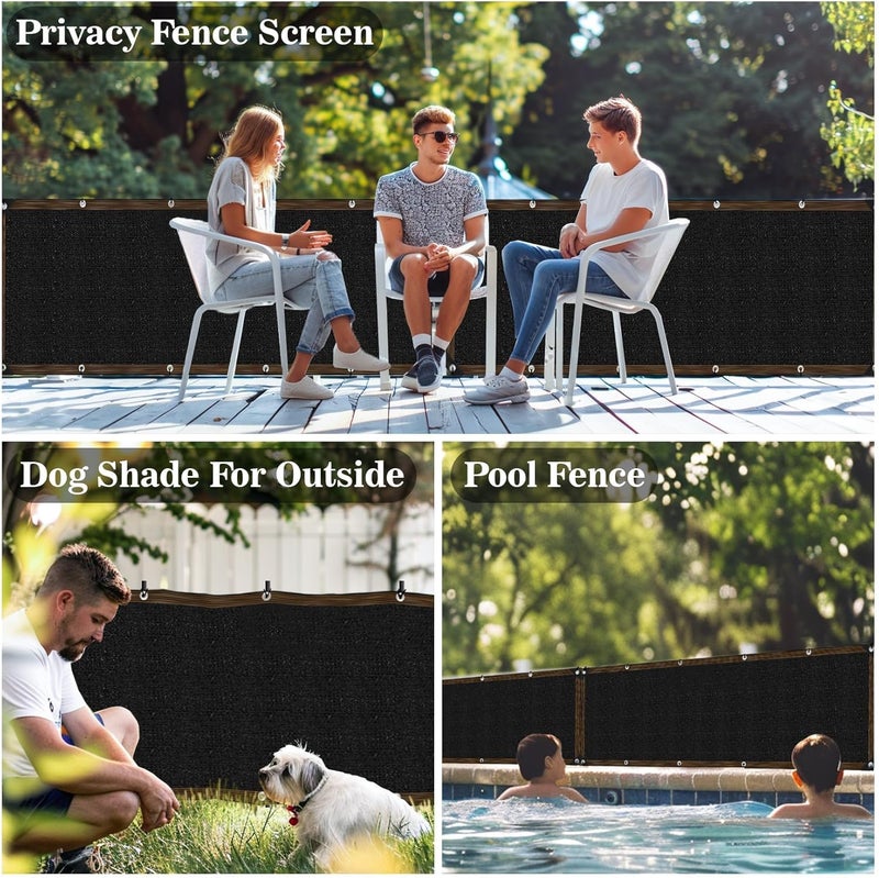 Rainflow Fence Privacy Screen - 3'X10' Black Privacy Fence Screen Outdoor Shade Balcony Decor Plastic Mesh Fence Panels Cover Porch Screen Balcony Covers for Apartments,Deck,Backyard,Pool Wall - Image 4
